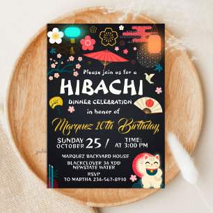 Japanese Hibachi Dinner Birthday  Invitation