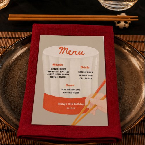 Japanese Hibachi Dinner Birthday Party Menu