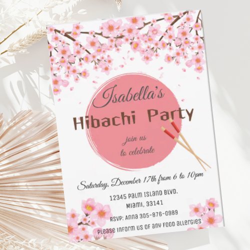 Japanese Hibachi Dinner Party Birthday Invitation