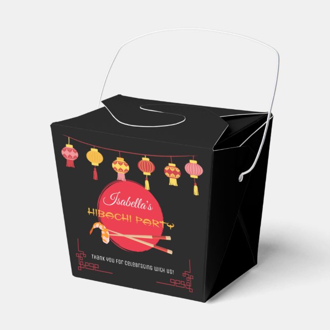 Japanese Hibachi Dinner Party Birthday Invitation Favor Boxes (Front Side)
