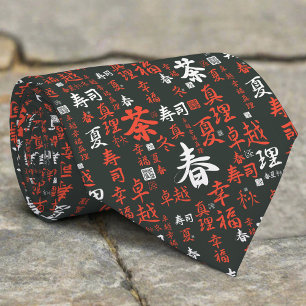 Japanese Hieroglyphs Japan Letters Neck Tie