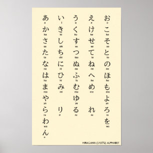 Japanese   Hiragana Alphabet ひらがな Poster