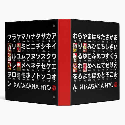 Japanese Hiragana  Katakana table Hanafuda 3 Ring Binder