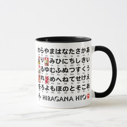 Japanese Hiragana  Katakana table Hanafuda Mug