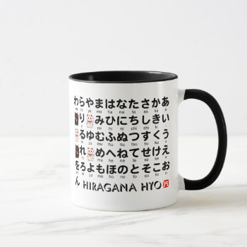 Japanese Hiragana & Katakana Table (lucky Cat) Mug by Miyajiman at Zazzle