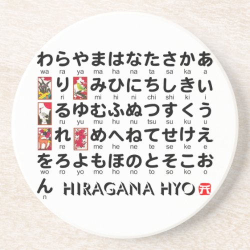 Japanese Hiragana table Hanafuda Drink Coaster