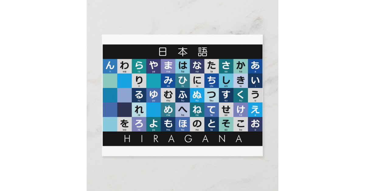 Japanese Hiragana table Postcard Zazzle