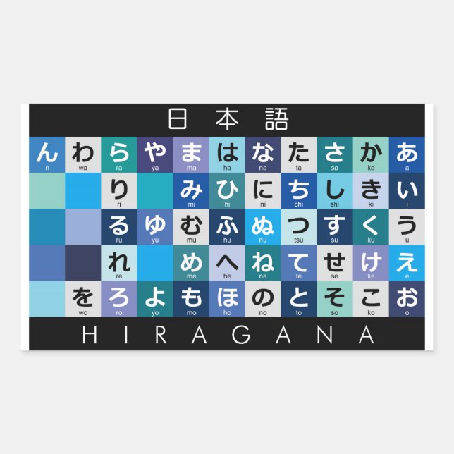 Japanese Hiragana table Rectangular Sticker (Front)