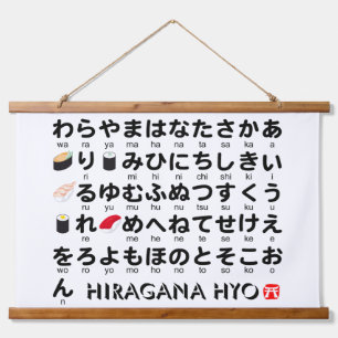 Japanese Hiragana table (Sushi) Hanging Tapestry