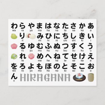 Japanese Hiragana Table (wagashi) Postcard by Miyajiman at Zazzle