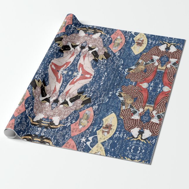 Japanese History Geisha Wrapping Paper (Unrolled)
