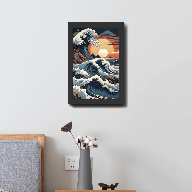 Japanese Hokusai Framed Art (Bedside)