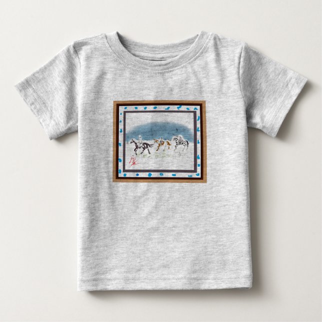 Japanese horse samurai art equestrian sumi baby T-Shirt (Front)