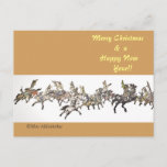 Japanese horse samurai art equestrian sumi holiday postcard