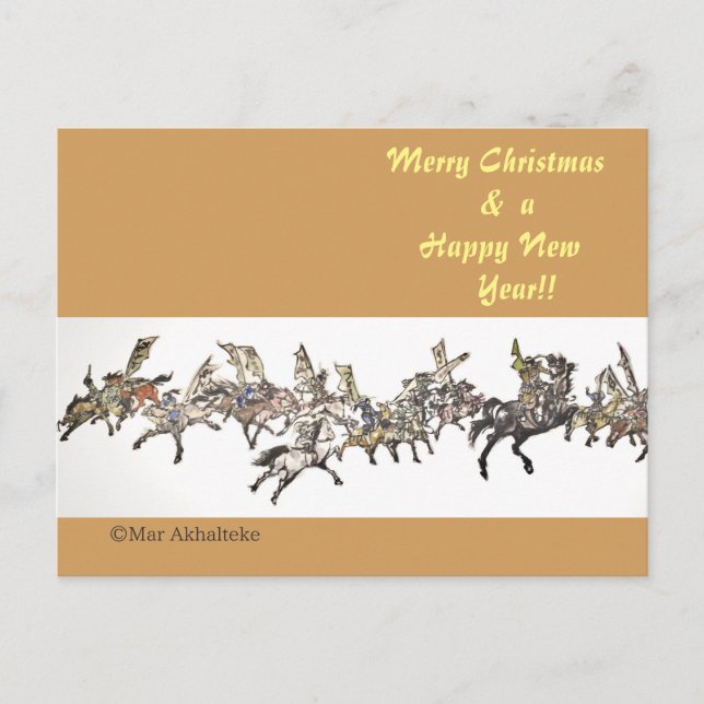 Japanese horse samurai art equestrian sumi holiday postcard (Front)