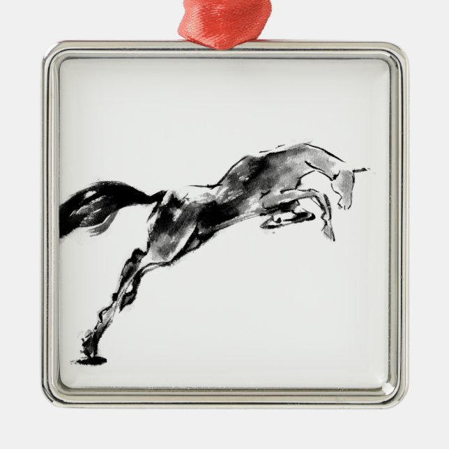 Japanese horse samurai art equestrian sumi metal ornament (Front)