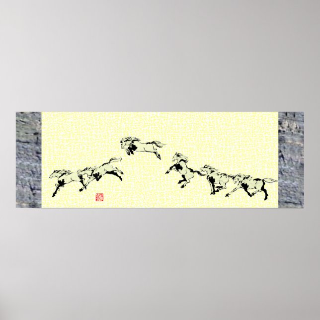 Japanese horse samurai art equestrian sumi poster (Front)