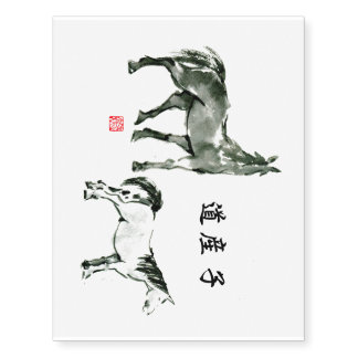 Japanese horse samurai art equestrian sumi temporary tattoos