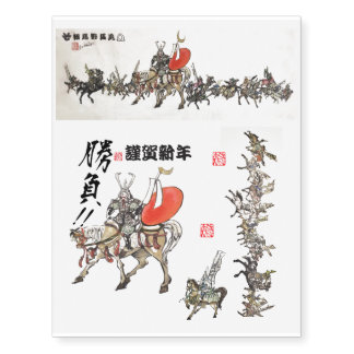 Japanese horse samurai art equestrian sumi temporary tattoos