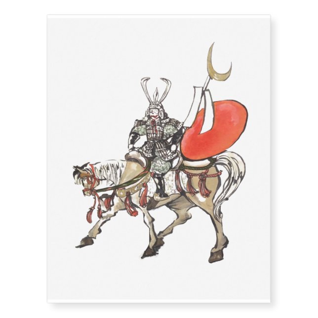 Japanese horse samurai art equestrian sumi temporary tattoos (Front)