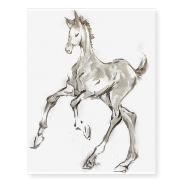 Japanese horse samurai art equestrian sumi temporary tattoos (Front)