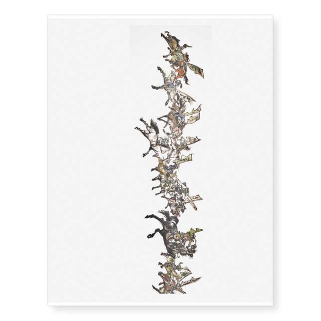 Japanese horse samurai art equestrian sumi temporary tattoos (Front)