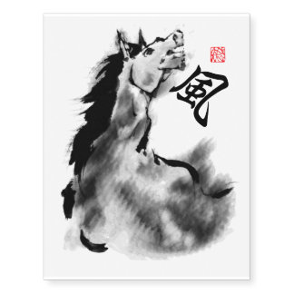 Japanese horse samurai art equestrian sumi temporary tattoos