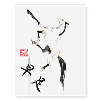 Japanese horse samurai art equestrian sumi temporary tattoos