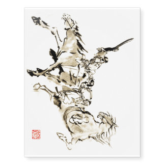 Japanese horse samurai art equestrian sumi temporary tattoos