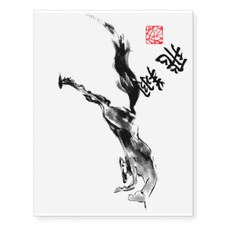 Japanese horse samurai art equestrian sumi temporary tattoos