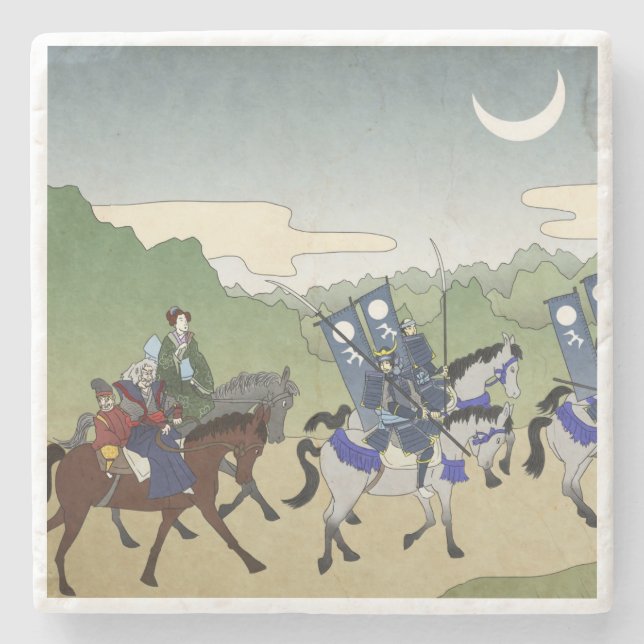 Japanese Horsemen Stone Coaster (Front)