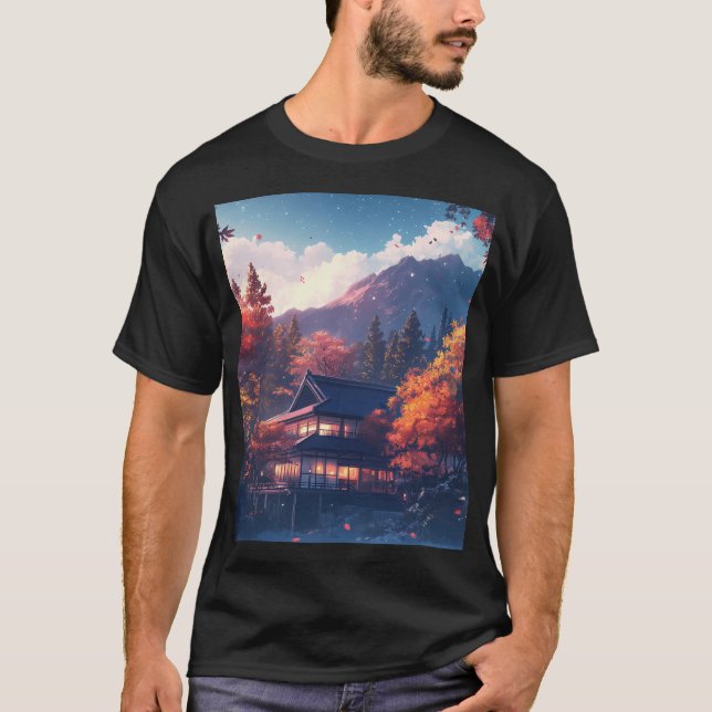 Japanese House In Mountains T-Shirt (Front)