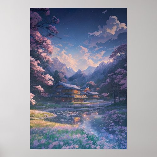 Japanese House in the Heart of Countryside Poster
