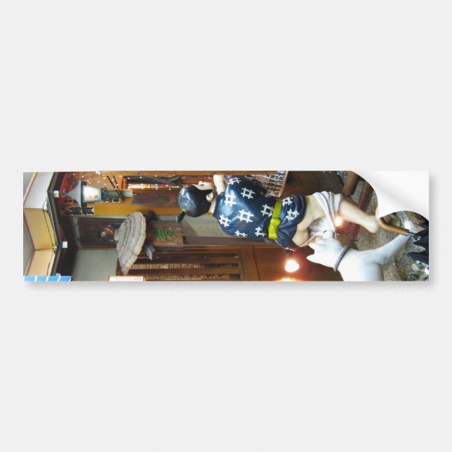 Japanese Humor - Dog Pulling Pants Down Bumper Sticker (Front)