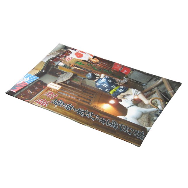 Japanese Humor - Dog Pulling Pants Down Cloth Placemat (On Table)