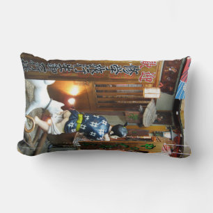 Japanese Humor - Dog Pulling Pants Down Lumbar Pillow