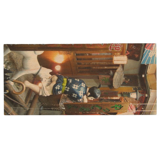 Japanese Humor - Dog Pulling Pants Down Wood Flash Drive (Front)