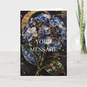 Japanese Hydrangea Gold Art Personalized Card