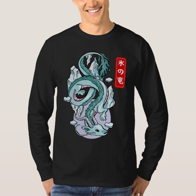 Japanese Ice Dragon Elemental Mythical Winged Rept T-Shirt (Front)