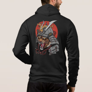 Japanese illustration art tiger samurai hoodie