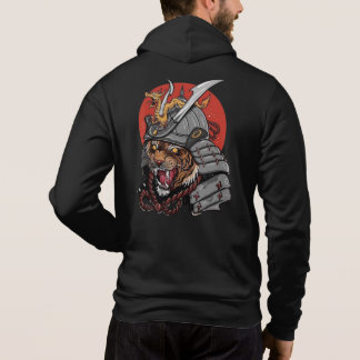 Japanese illustration art tiger samurai hoodie