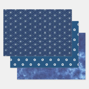 Japanese Indigo Design Wrapping Paper Sheets