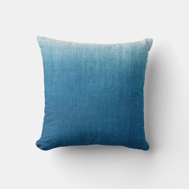 Japanese Indigo Dye Blue Gradation Throw Pillow (Front)