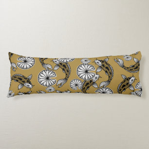 Japanese Indigo Gold Carp Folk Pattern Body Pillow