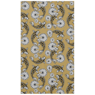 Japanese Indigo Gold Carp Folk Pattern Tablecloth