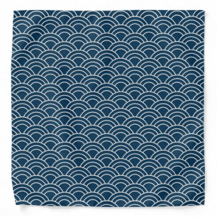 Japanese Indigo Seigaiha Print Bandana