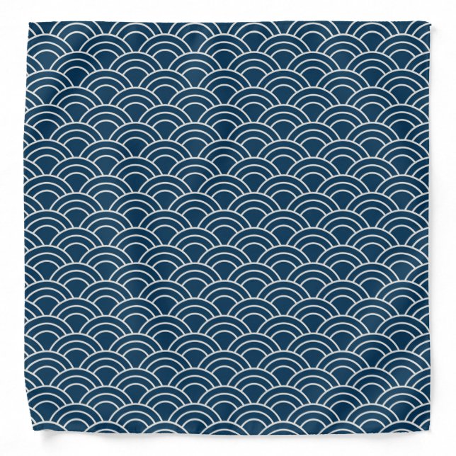 Japanese Indigo Seigaiha Print Bandana (Front)