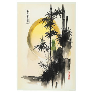 Japanese ink brush abstract nature art No2