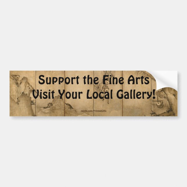 Japanese Ink on paper Gibbons Primates & Landscape Bumper Sticker (Front)