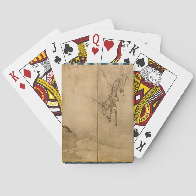 Japanese Ink on paper Gibbons Primates & Landscape Poker Cards (Back)
